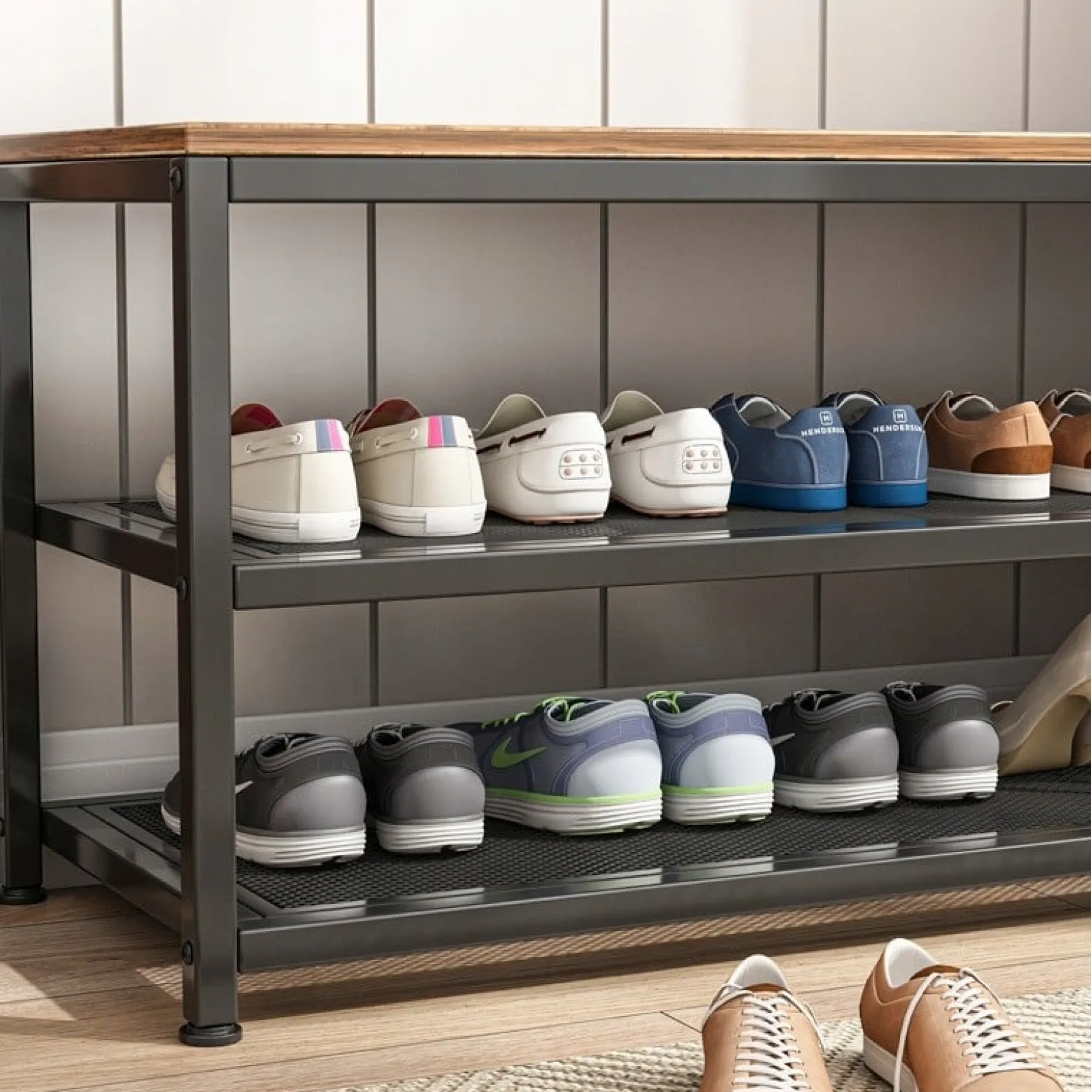 Regał szafka na buty siedziskiem duża półka industrialna loft retro 73 cm