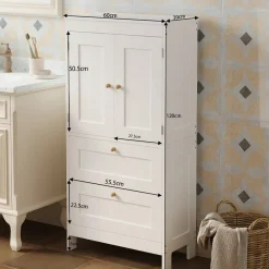 Regał szafka wolnostojąca 2 szuflady drzwiczki biały loft 120 cm