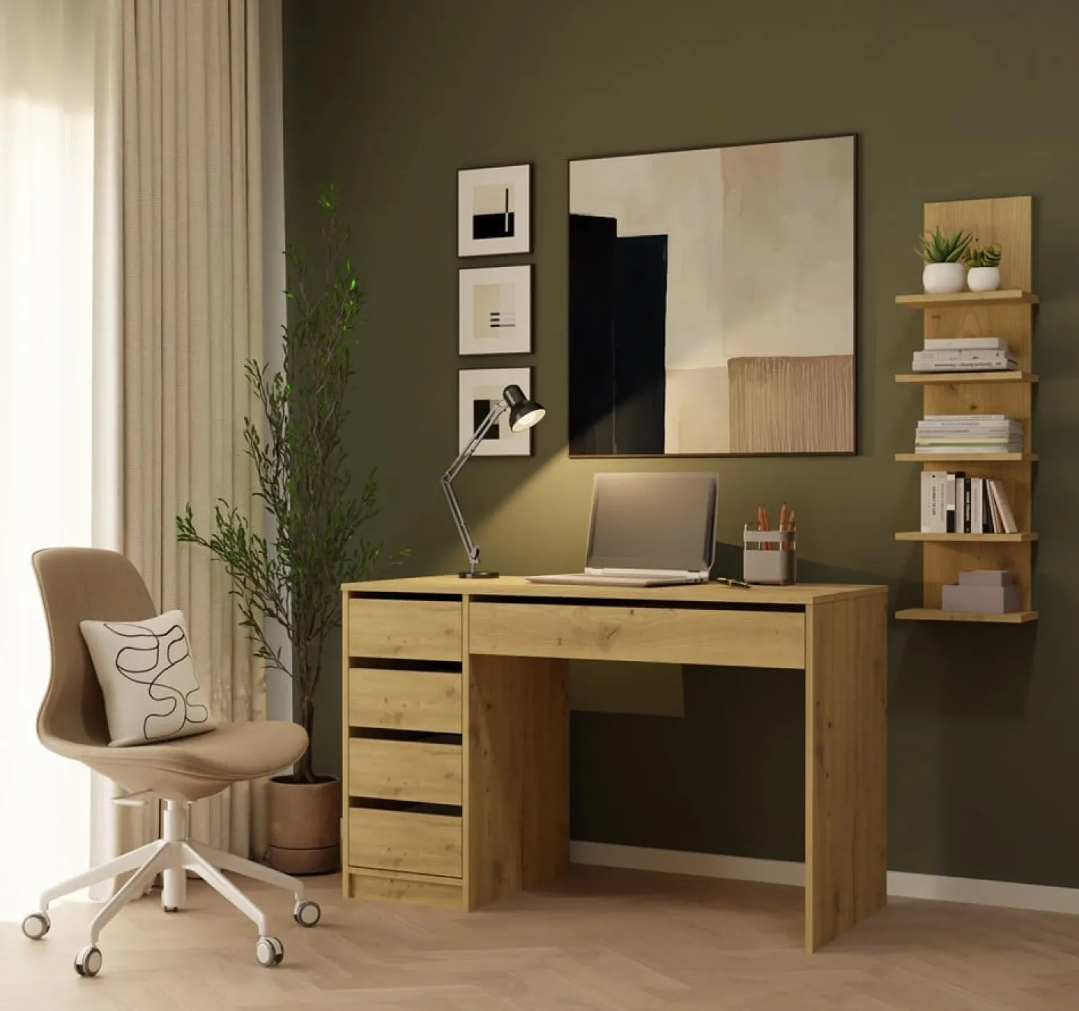 Regał Wiszący Topeshop R5P 5 Półek Na Książki Do Salonu dąb Artisan