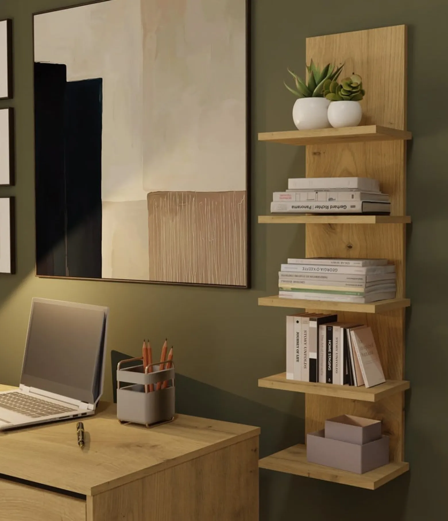 Regał Wiszący Topeshop R5P 5 Półek Na Książki Do Salonu dąb Artisan