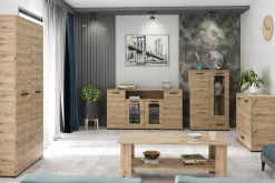 Regał zamknięty na książki 50 cm do salonu FIORA dąb artisan