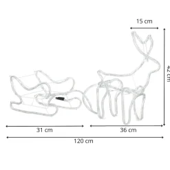 Renifer z saniami Led ozdoba świetlna 100 cm biały ciepły