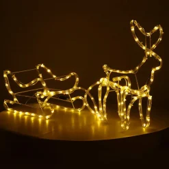 Renifer z saniami Led ozdoba świetlna 100 cm biały ciepły