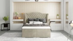 Ropez Montana 140x200 łóżko z topperem i pojemnikami beżowy