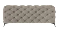 Ropez Chelsea sofa 2 osobowa pikowana beżowa nogi srebrne