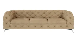 Ropez Chelsea sofa 3 osobowa pikowana kremowa nogi srebrne