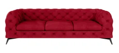 Ropez Chelsea sofa 3 pikowana czerwona nogi czarny mat