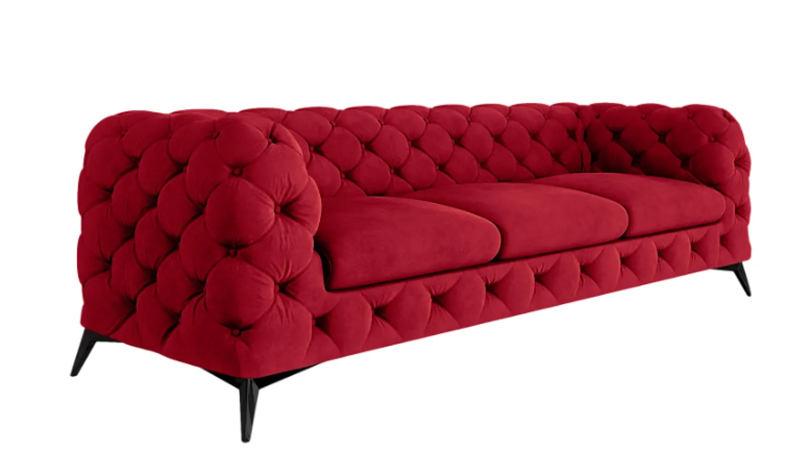 Ropez Chelsea sofa 3 pikowana czerwona nogi czarny mat