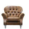 Ropez Chesterfield Jersey fotel pikowany zamsz brązowy