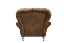 Ropez Chesterfield Jersey fotel pikowany zamsz brązowy