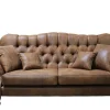 Ropez Chesterfield Jersey sofa 3os. pikowana zamsz brązowy