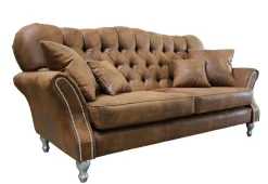 Ropez Chesterfield Jersey sofa 3os. pikowana zamsz brązowy