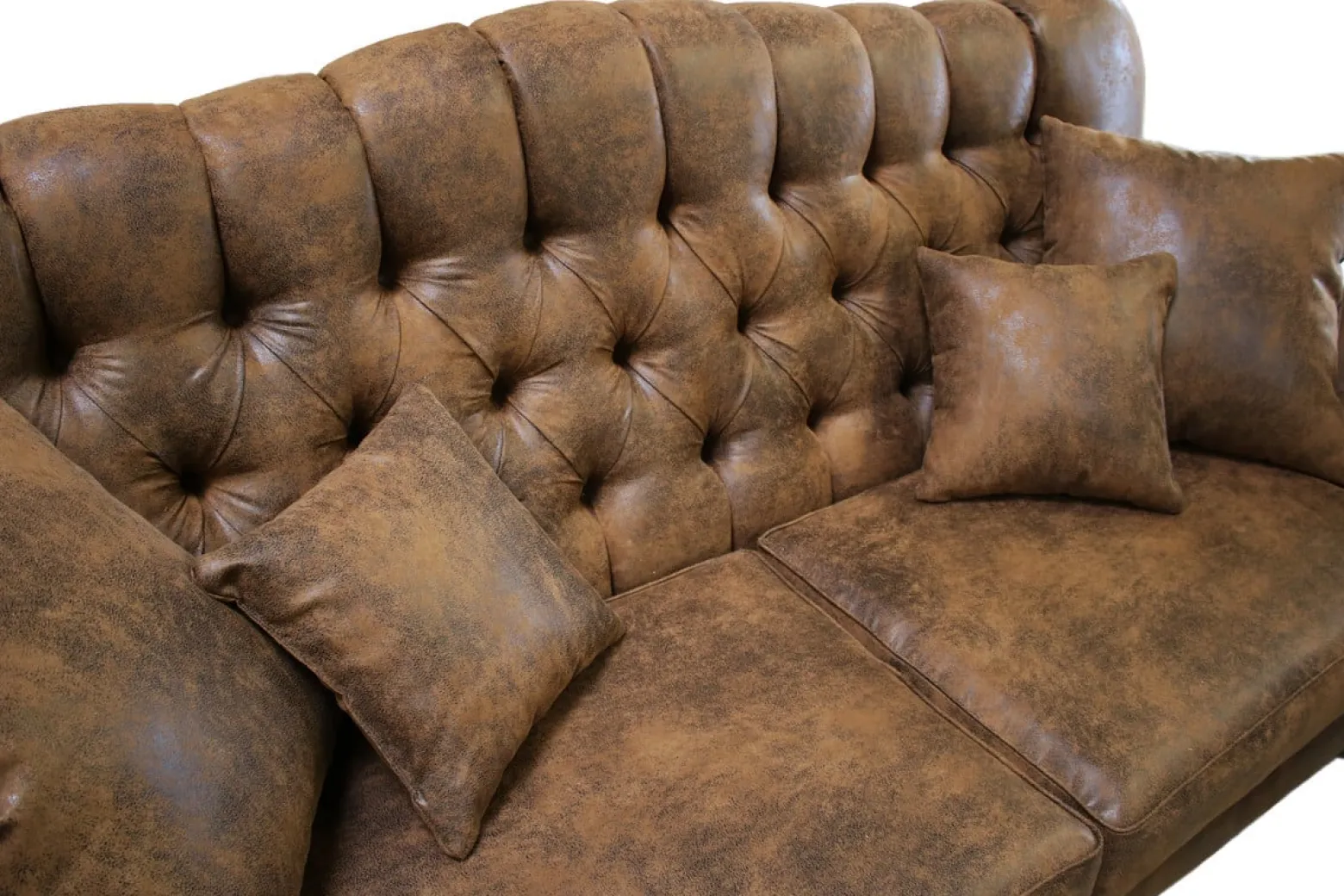 Ropez Chesterfield Jersey sofa 3os. pikowana zamsz brązowy