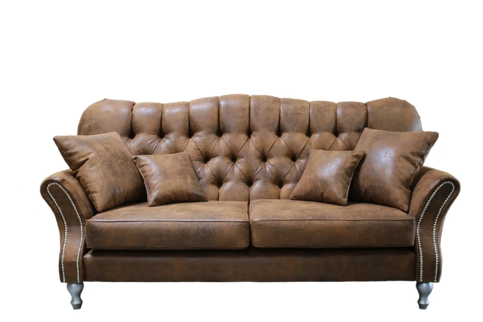 Ropez Chesterfield Jersey sofa 2os. pikowana zamsz brązowy