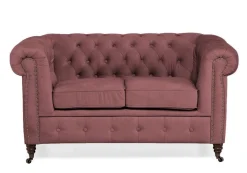 Ropez Chesterfield Oxford sofa 2os. pikowana welur wrzosowy