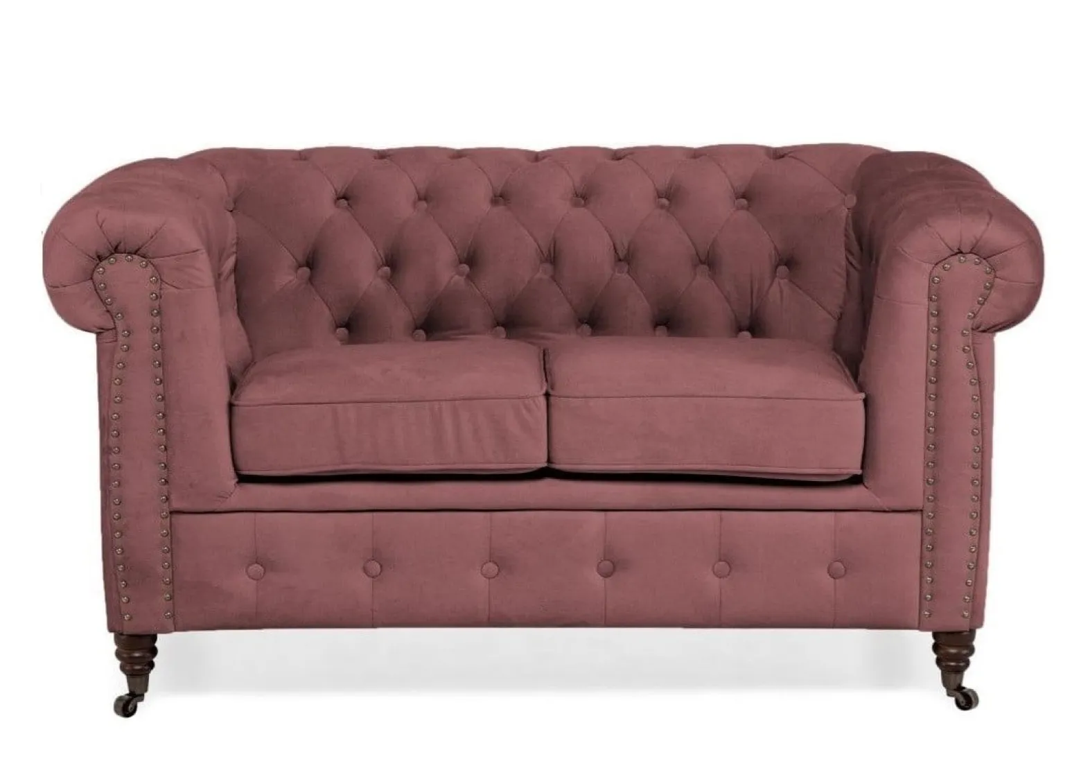 Ropez Chesterfield Oxford sofa 2os. pikowana welur wrzosowy