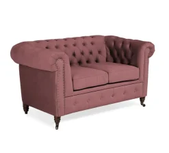 Ropez Chesterfield Oxford sofa 2os. pikowana welur wrzosowy