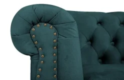 Ropez Chesterfield Oxford sofa 3os. pikowana welur turkusowy