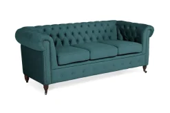 Ropez Chesterfield Oxford sofa 3os. pikowana welur turkusowy