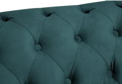 Ropez Chesterfield Oxford sofa 3os. pikowana welur turkusowy