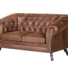 Ropez Chesterfield Sofa 2 os. Pikowana Glasgow zamsz brąz