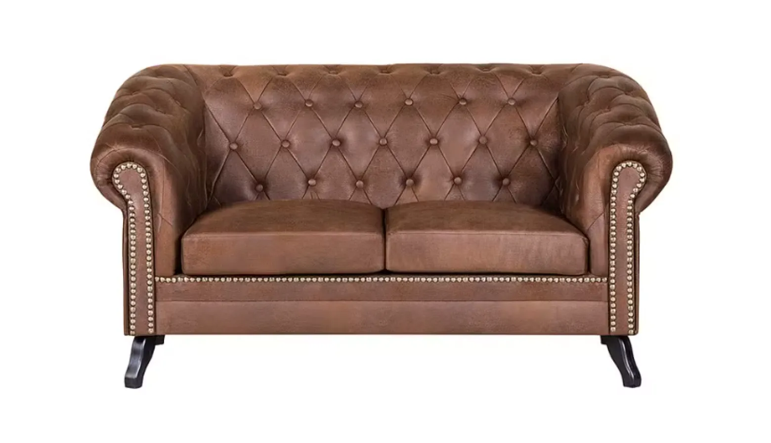 Ropez Chesterfield Sofa 2 os. Pikowana Glasgow zamsz brąz