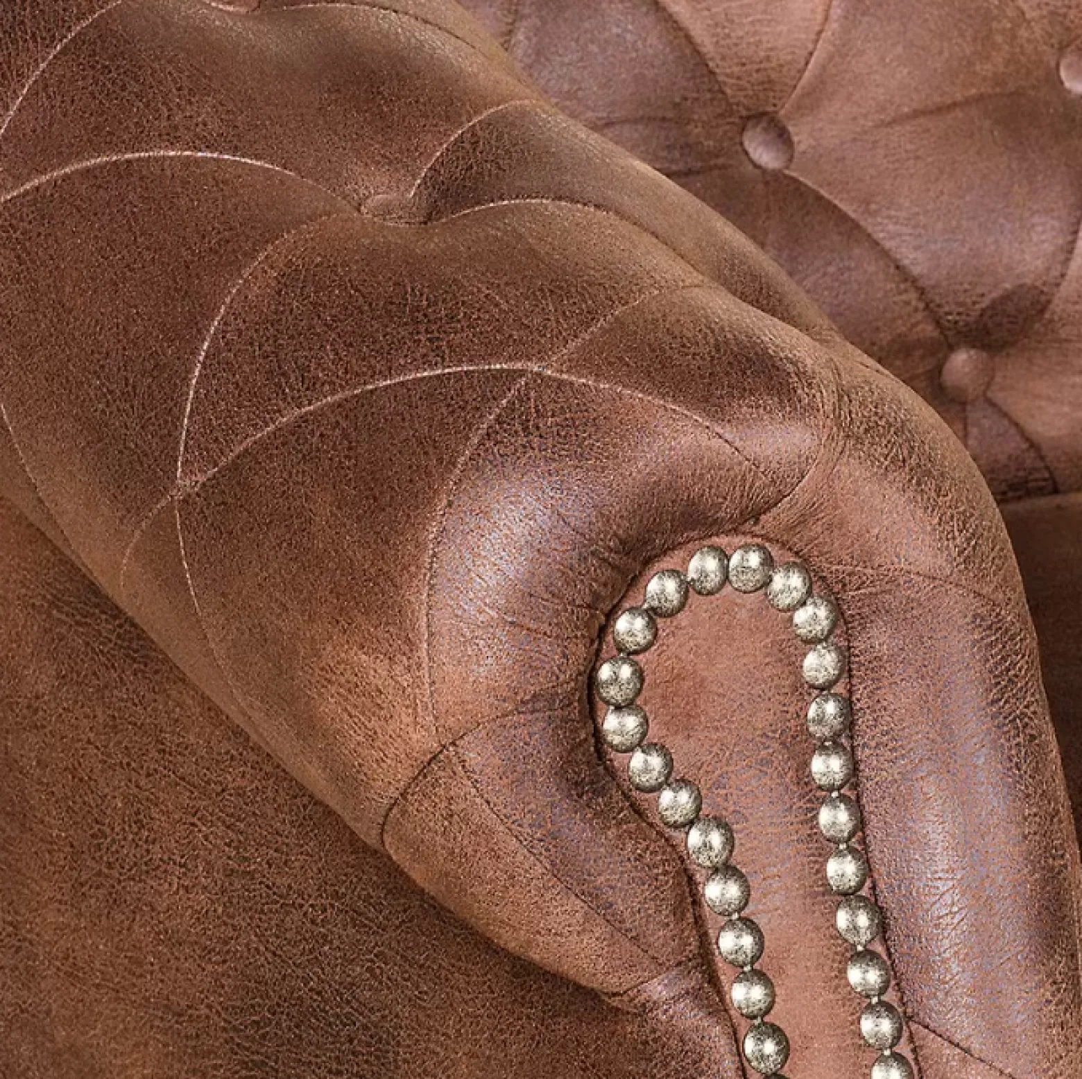 Ropez Chesterfield Sofa 2 os. Pikowana Glasgow zamsz brąz