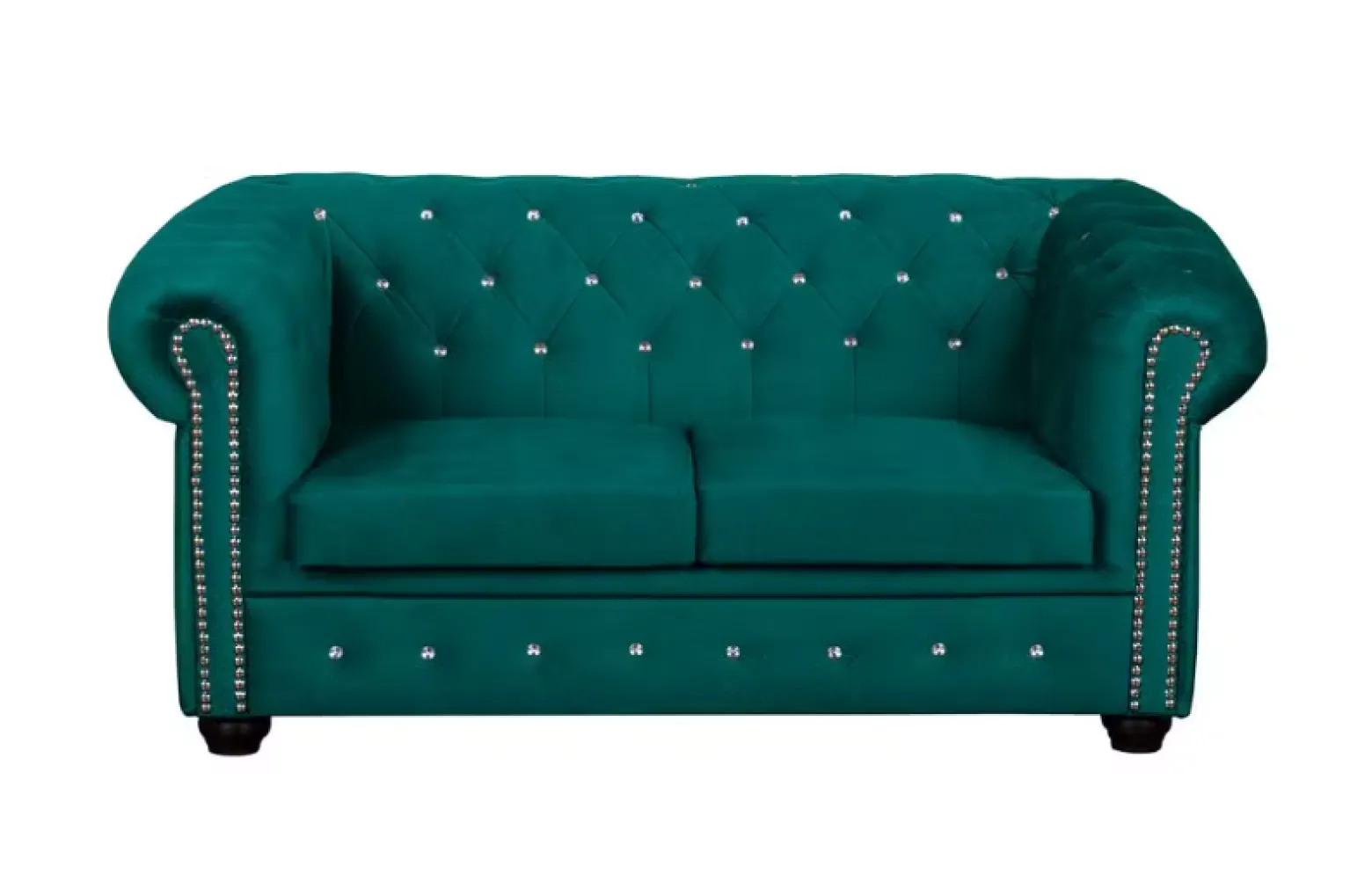 Ropez Chesterfield York Blink 2 kryształki welur turkusowy