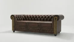 Ropez Chesterfield York sofa 3 osobowa pikowana zamsz Gobi 4