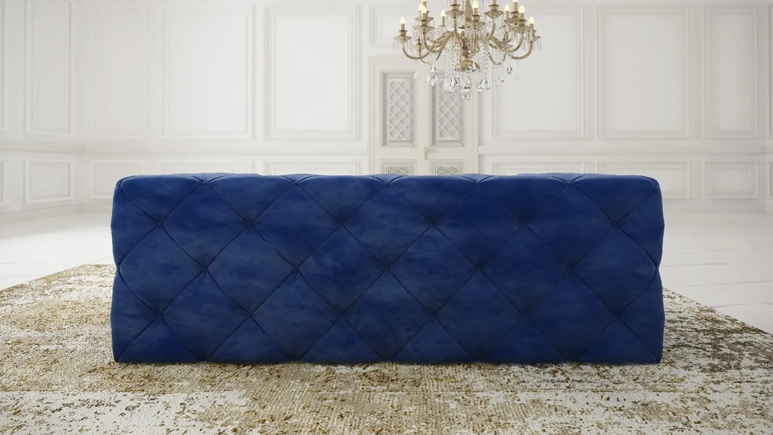 Ropez Fresco sofa 2 osobowa pikowana welur granatowy