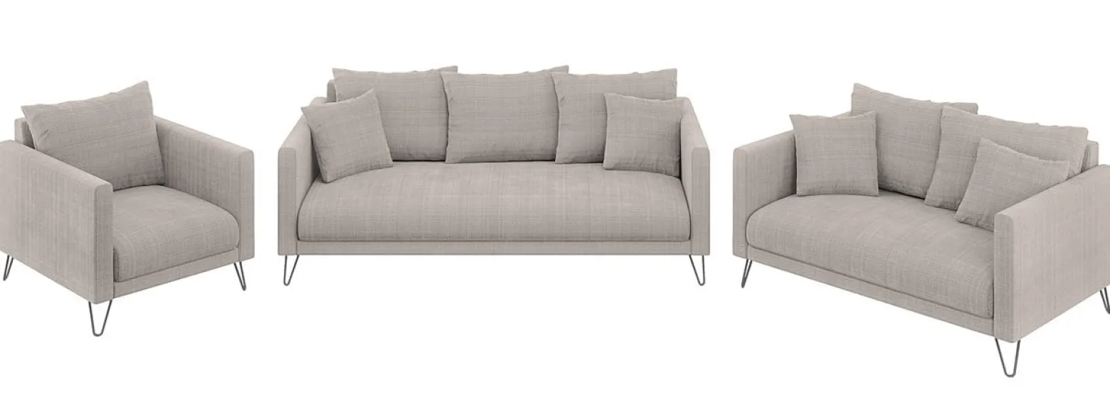 Ropez Freya fotel nogi metalowe wysokie szenil zimny beż Flow 01