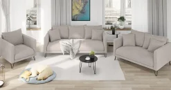 Ropez Freya sofa 2 osobowa nogi metalowe wysokie szenil zimny beż Flow 01