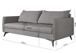 Ropez Juli Bis sofa 3 osobowa nogi metalowe tkanina szary
