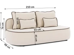 Ropez Saga Kids sofa z funkcją i pojemnikiem tkanina plusz biały
