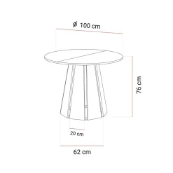 Rozkładany stół do jadalni SILVA, ø100 cm (+ 40 cm)