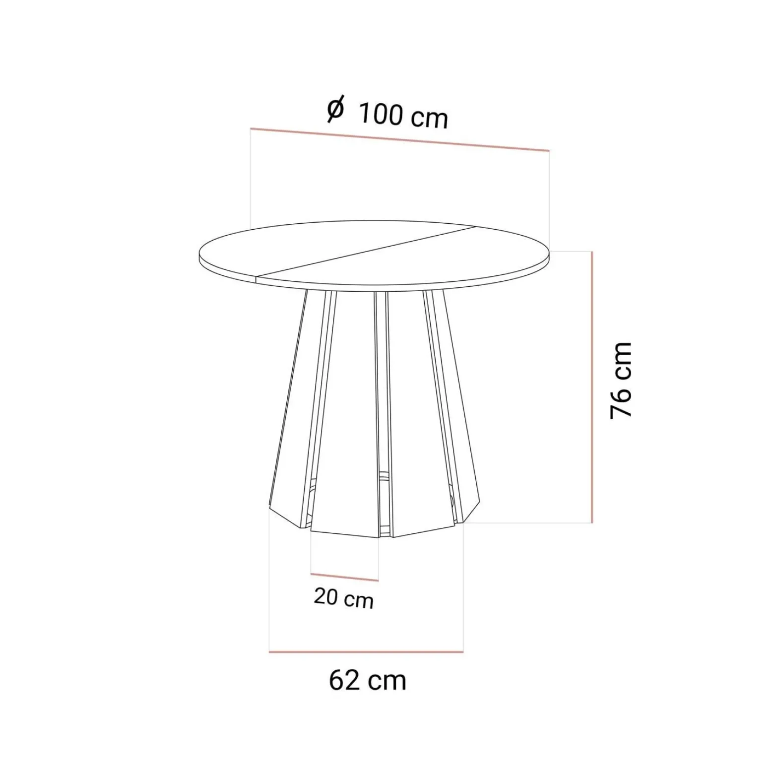 Rozkładany stół do jadalni SILVA, ø100 cm (+ 40 cm)