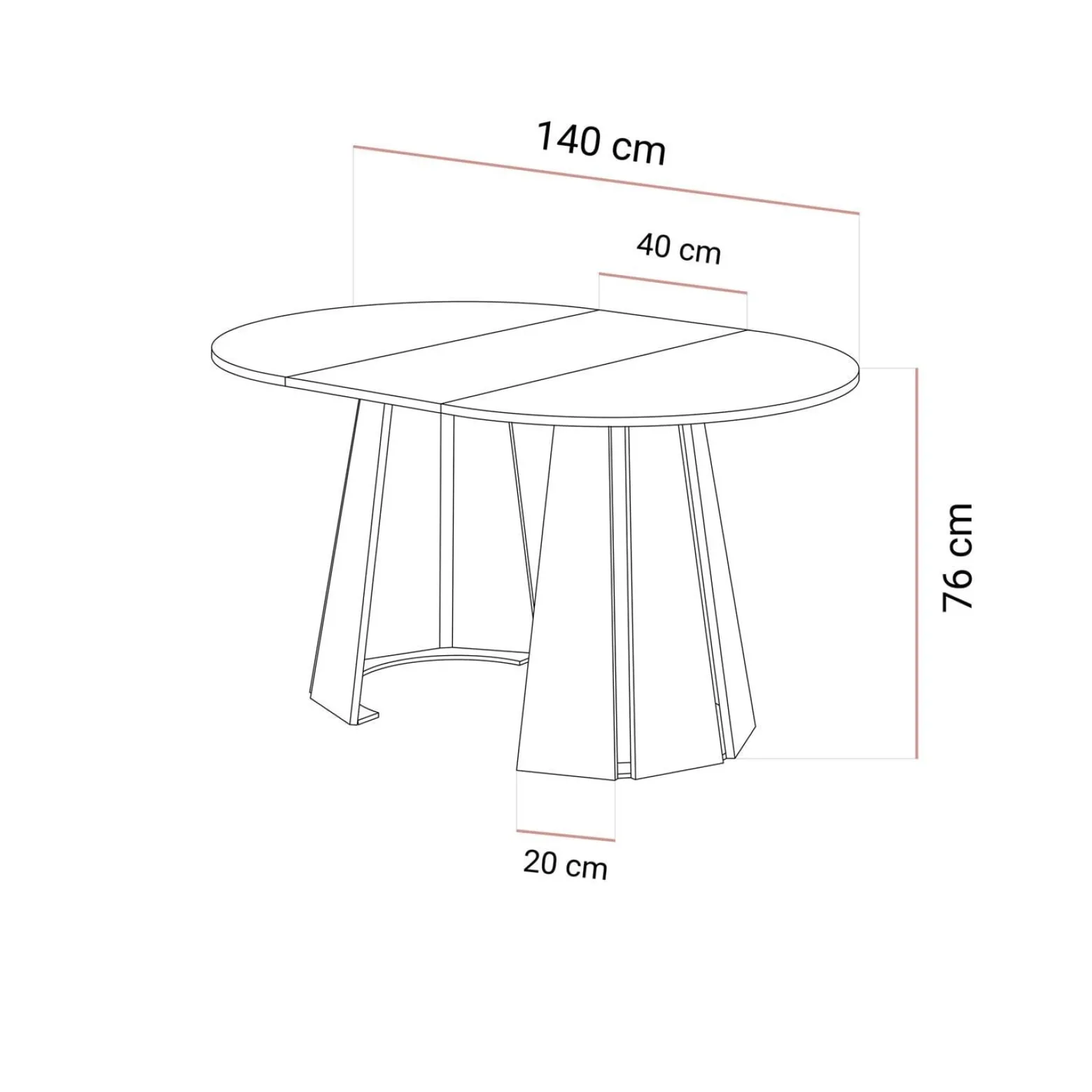 Rozkładany stół do jadalni SILVA, ø100 cm (+ 40 cm)