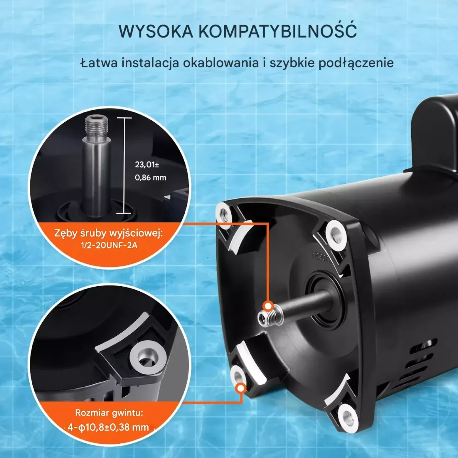 Silnik do Pompy Basenowej 1,5KM 115/230V 3450 obr. profesjonalny