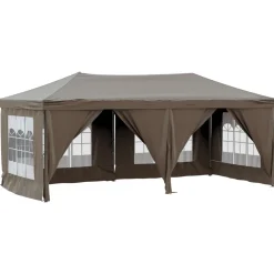 Składany namiot imprezowy ze ściankami, kolor taupe, 3x6 m