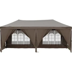 Składany namiot imprezowy ze ściankami, kolor taupe, 3x6 m