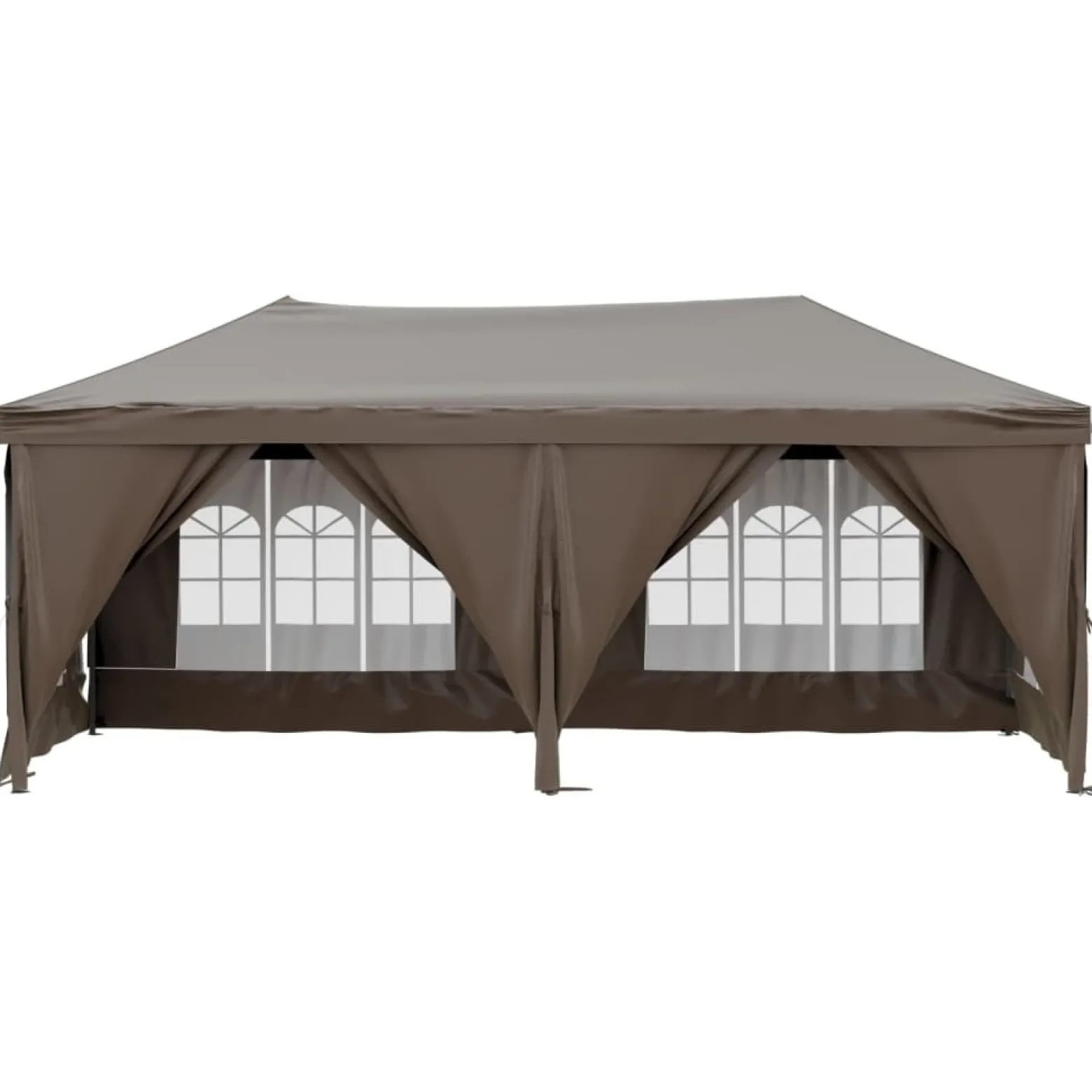 Składany namiot imprezowy ze ściankami, kolor taupe, 3x6 m