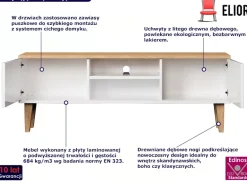 Skandynawska szafka RTV na dębowych nóżkach biały + hikora - Tivon