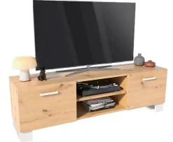 Skandynawska szafka RTV pod telewizor dąb artisan + biały - Elro