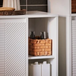 SoBuy Komoda na bieliznę z 1 drzwiami Biały 30x50x86cm Klasyczny BZR156-W