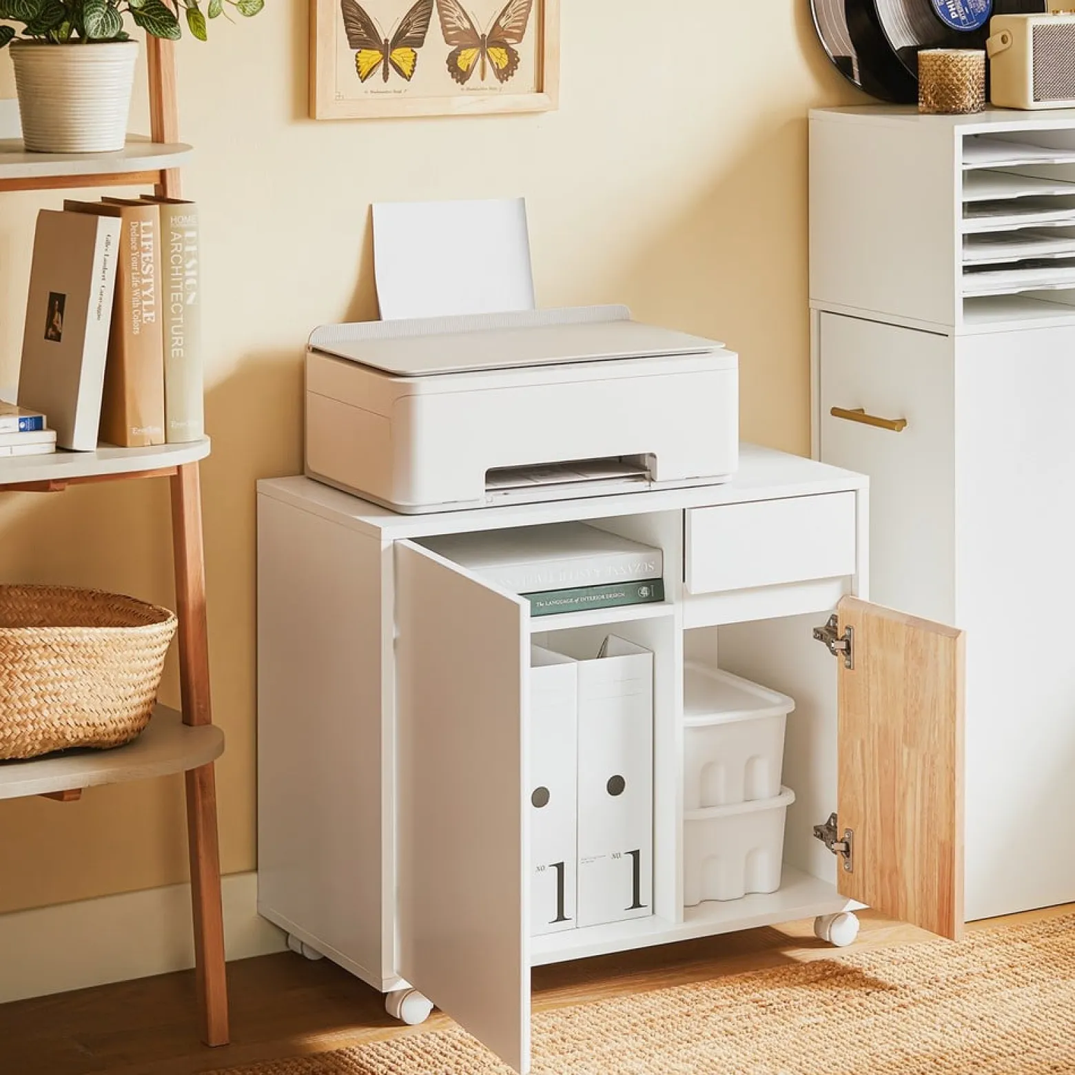 SoBuy Kontener biurowy z 1 szufladą 65x35x58cm Nowoczesny ASK04-NW