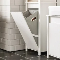 SoBuy Słupek łazienkowy z 1 drzwiami Biały 45x35x170cm Nowoczesny BZR102-W