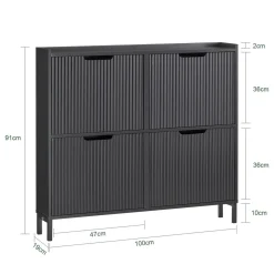 SoBuy Szafka na buty z 4 drzwiami Czarny 100x19x90.5cm FSR177-L-SCH