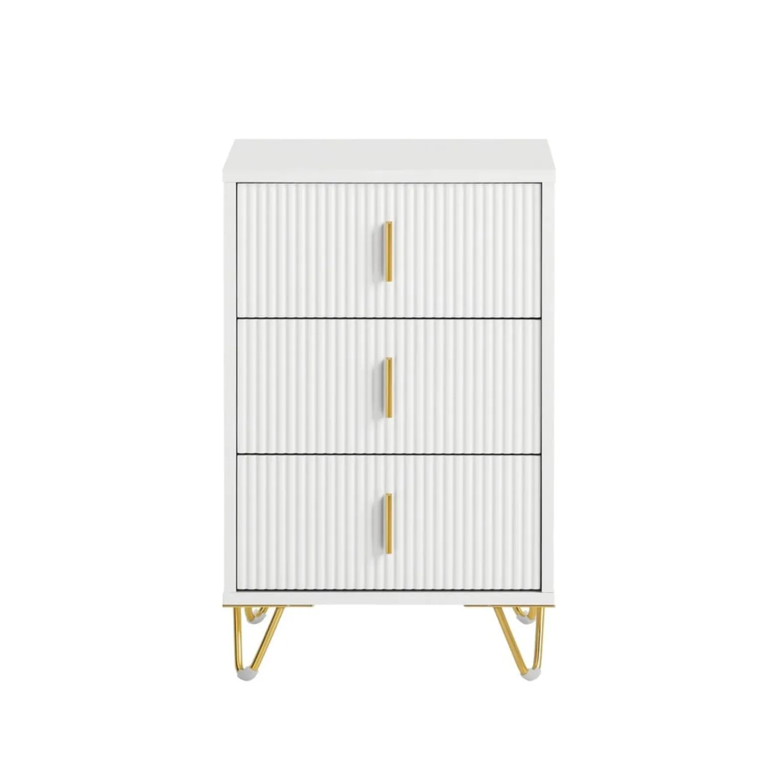 SoBuy Szafka nocna z 3 szufladami Biały 40x40x63cm Nowoczesny FBT115-L-W