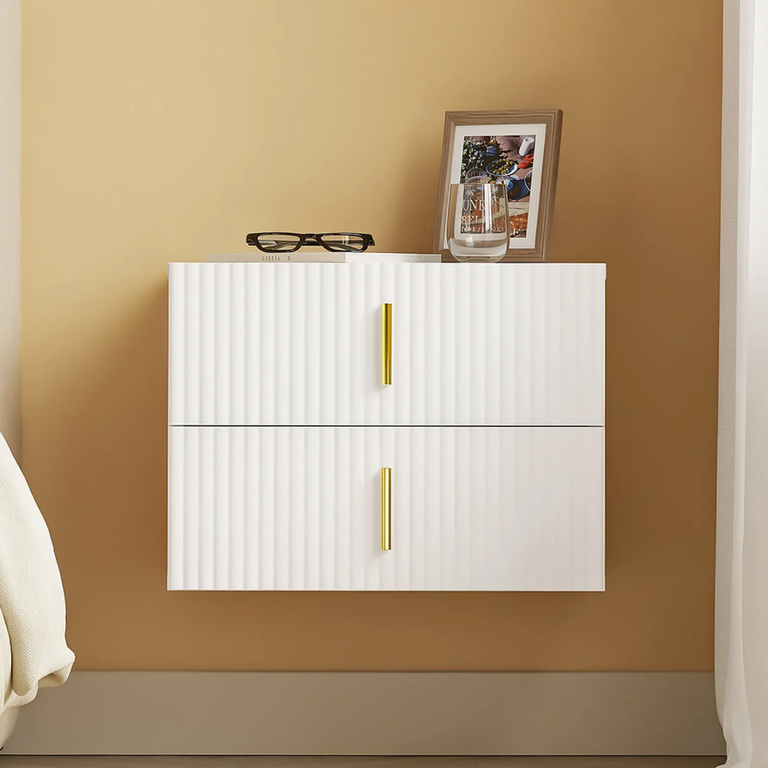 SoBuy Szafka nocna z 2 szufladami Biały 40x30x30 cm FBT177-E-W