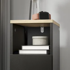 SoBuy Szafka nocna z 2 szufladami Czarny/Dąb 35x20x60cm FBT149-SCH